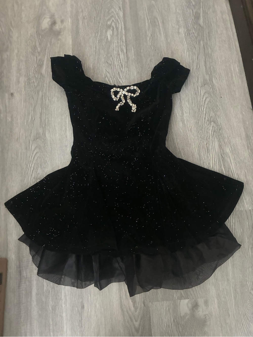 Black Sparkle Prom Dress with Crystal Bow Accent